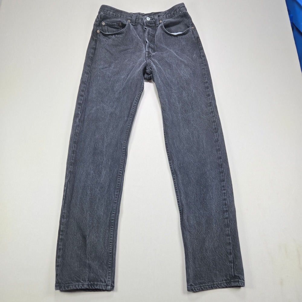 Vintage 90's Levi's 501‎ Jeans Straight Leg Faded Black Denim Mens 32x32